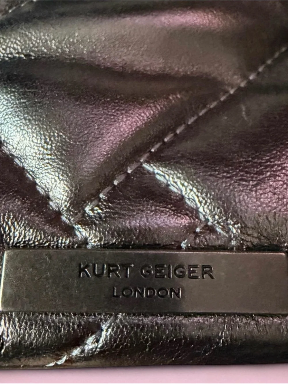 Kurt Geiger Quilted Metallic Shoulder Hobo in Gunmetal